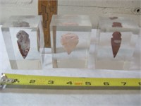3pc Arrowheads in Arcrylic Paperweights