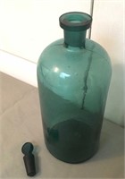 Antique Teal  Apothecary Bottle W/ Stopper