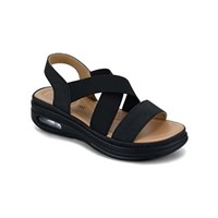 9  Sz 9 Pennysue Women's Summer Black Strap Elasti