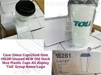 NEW Full Case 24 Cup2Go® Plastic White 16oz Bever1