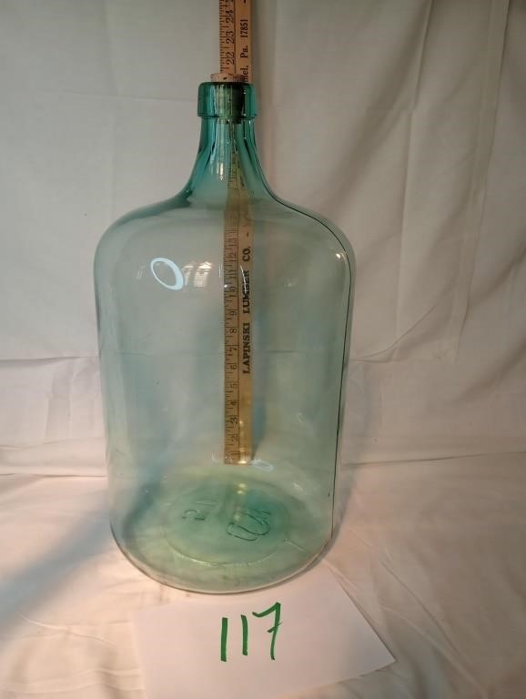 VINTAGE HANDMADE WATER BOTTLE AQUA BLUE 19 INCHES