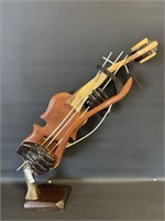 Decor Carved Violin Man w bow 19" long