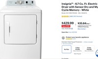 Insignia™ - 6.7 Cu. Ft. Electric Dryer