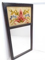 Vintage mirror with embroidered flower