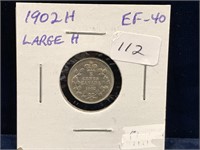 1902H Can Silver Five Cent Piece  EF40