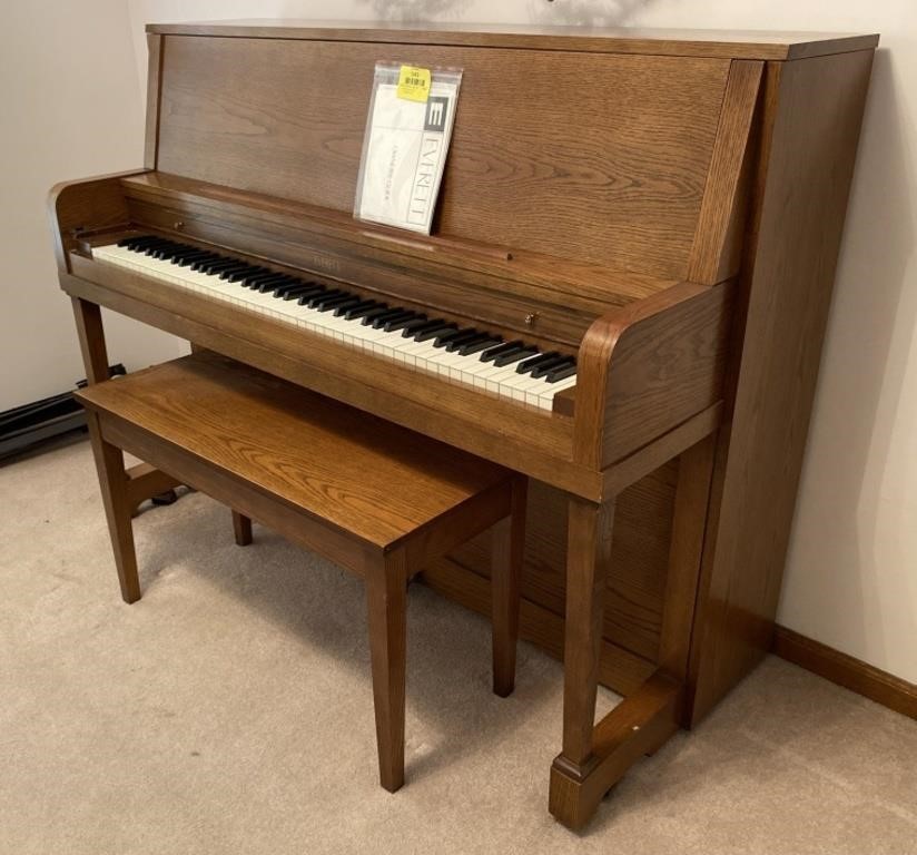 Everett Model 1155 Upright Satin Oak Piano,