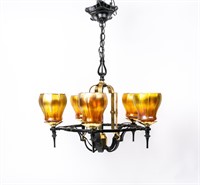 Vintage Steuben Wrought Iron Chandelier