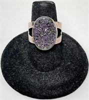 Sterling Large Drusy Ring 6 Grams Size 7.5
