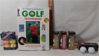 Golf Techniques Hardcover, NIB Gold Balls