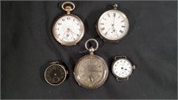 5 - Pocket Watches Silver Cases*