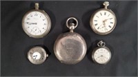 5 - Pocket Watches, Silver Cases*