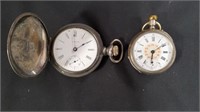 2 - Pocket Watches Silver Cases - Running