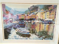 Colorful Houses and Boat Art Print