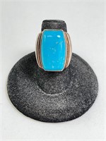 Large Sterling Turquoise Ring 9 Grams Size 6