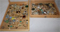 2 CASES FULL OF COSTUME JEWELRY PINS, APPROX.