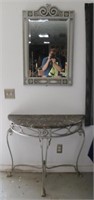 CONTEMPORARY IRON CONSOLE TABLE & MIRROR, WITH