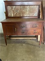 Antique marble back buffet