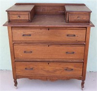 19TH C. OAK 3 DRAWER CHEST WITH GLOVE BOX
