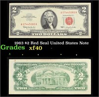 1963 $2 Red Seal United States Note Grades xf