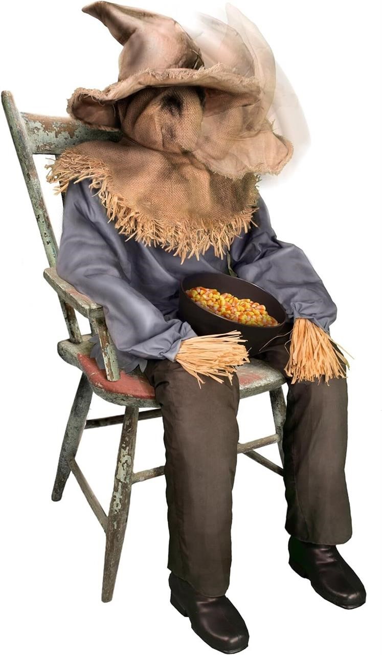 Spirit Halloween Sitting Scarecrow | 4.5 Feet