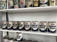 8 vintage Texaco Havoline full cardboard oil cans