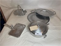 Collection of vintage aluminum hammered trays