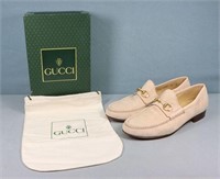 Ladies Tan Suede Gucci Loafers
