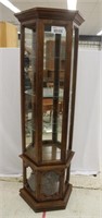 Curio Cabinet Lighted w/ Glass Shelves ~ READ