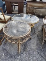 2 Outdoor Patio Glass Top Coffee Tables