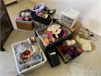 LARGE LOT OF YARN AND SEWING SUPPLIES