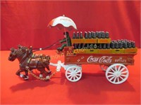 Coca-Cola Cast Iron Wagon/Horses & 16 Cases