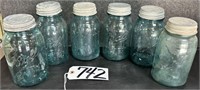 6 Ball Blue Jars with Zinc Lids