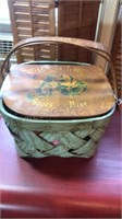 Vintage Sewing basket with Contents 12x12x8”  lid