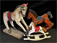 Lot of 3 vintage rocking horses