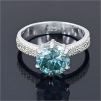 APPR $3500 Moissanite Ring 2.3 Ct 925 Silver