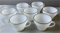 Anchor Hocking Milk Glass Cups With Gold Rims