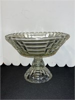 Vintage Clear Glass Pedestal Bowl