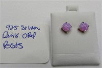 .925 Silver Pink Opal Posts