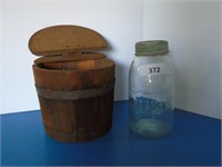 Small Wooden Bucket & Beaver Jar