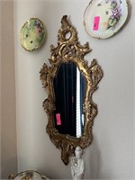 LARGE VINTAGE BAROQUE GOLD LEAF MIRROR