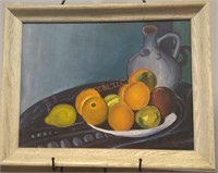 Framed Gene Rutherford Fruit Canvas Painting