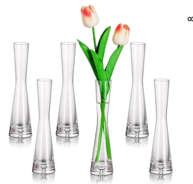16 pc Glasseam Small SkinnyClear Glass Vase,6Pcs