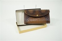 Embossed Leather Hand Stitched Clutch Wallet