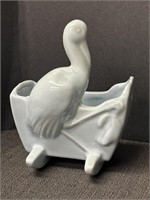 Haeger Pottery Ceramic blue stork cradle wall