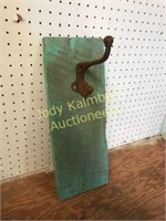 Turquoise barn plank w/ cast iron hook