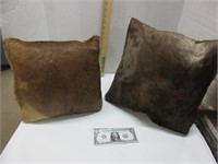 2 - deer skin pillows