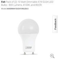 (4CASES - 8Bulbs) Feit GU24 LED Bulbs-Natural Wh