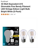 (4PACKS-8BULBS)   A15 Edison Style Bulbs-Bright Wh
