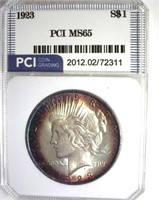 1923 Peace PCI MS65 Purple Rim