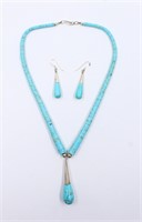 Sterling Silver & Turquoise Necklace & Earring Set